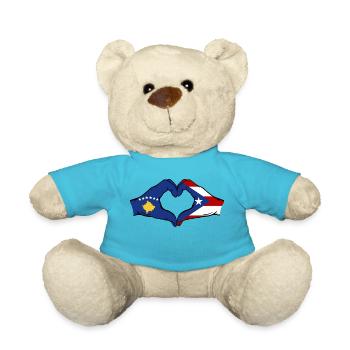 Kosovo Puerto Rico Hands Heart Shape - Teddy Bear - atoll blue - Front