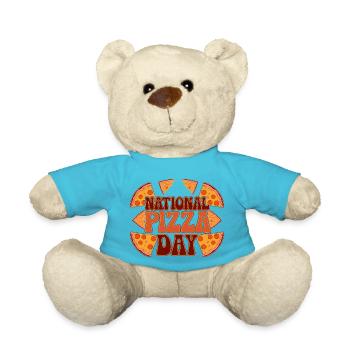 National Pizza Day 2025 pizza day gift - Teddy Bear - atoll blue - Front