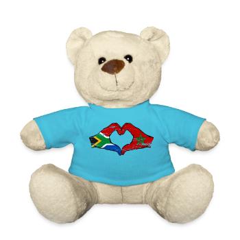 Afrique du Sud Maroc Drapeau Mains Coeur Forme Utilisé - Nounours - bleu outremer - Devant