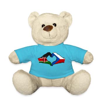 Kenia Tschechien Flagge Hände Herz - Teddy - Atollblau - Vorne