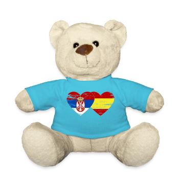 Serbie Espagne Drapeau Mains Coeur Forme Utilisé - Nounours - bleu outremer - Devant