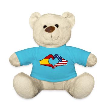 Espagne États-Unis Drapeau Mains Coeur - Nounours - bleu outremer - Devant