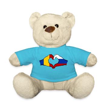 Romania Russia Flag Hands Heart Shape - Teddy Bear - atoll blue - Front
