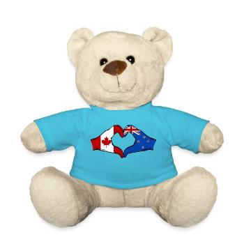 Canada New Zealand Flag Hands Heart Shape - Teddy Bear - atoll blue - Front