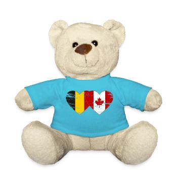 Belgium Canada Flag Heart used - Teddy Bear - atoll blue - Front