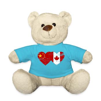 China Canada Flag Heart Used - Teddy Bear - atoll blue - Front