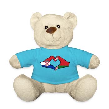 Kroatien Belarus Flagge Hände Herzform - Teddy - Atollblau - Vorne