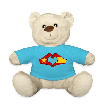 Vietnam Espagne Drapeau Mains Coeur Forme - Nounours - bleu outremer - Devant