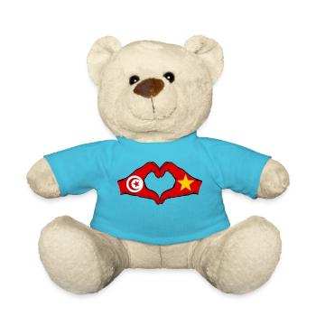 Tunesien Vietnam Flagge Hände Herzform - Teddy - Atollblau - Vorne