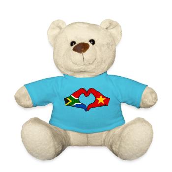 Südafrika Vietnam Flagge Hände Herzform - Teddy - Atollblau - Vorne