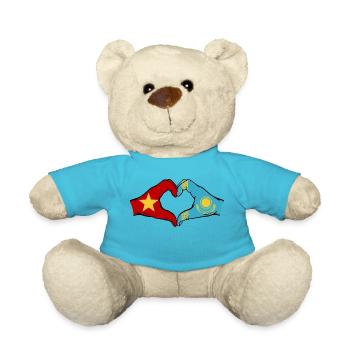 Vietnam Kazakhstan Drapeau Mains Coeur Forme - Nounours - bleu outremer - Devant