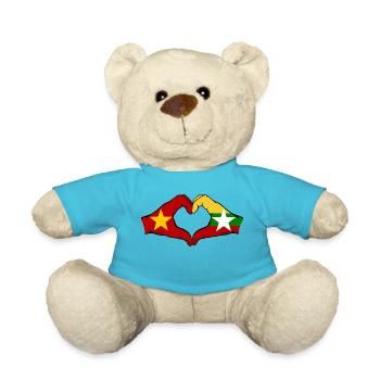 Vietnam Myanmar Flag Hands Heart Shape - Teddy Bear - atoll blue - Front
