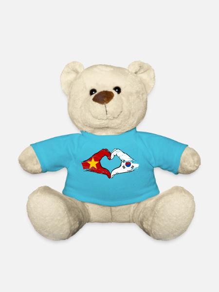 Vietnam Corée du Sud Drapeau Mains Coeur Forme Utilisé - Nounours - bleu outremer