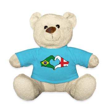 Brésil Angleterre Drapeau Mains Coeur Forme - Nounours - bleu outremer - Devant