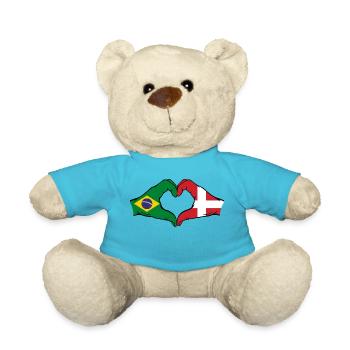 Brésil Danemark drapeau mains forme coeur - Nounours - bleu outremer - Devant