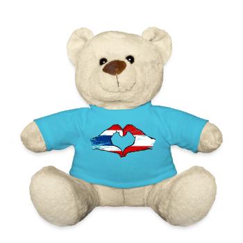 Thailand Austria Flag Hands Heart Shape Used - Teddy Bear - atoll blue - Front