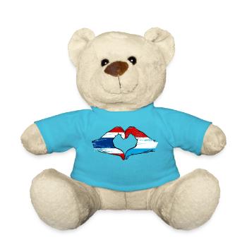 Thaïlande, Luxembourg, drapeau mains, forme de coeur utilisé - Nounours - bleu outremer - Devant