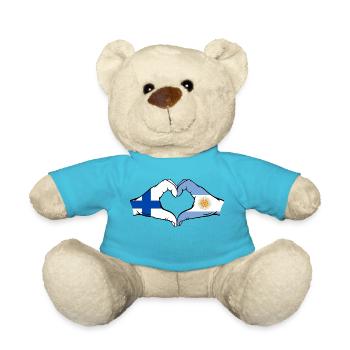 Finlande Argentine Drapeau Mains Coeur Forme - Nounours - bleu outremer - Devant