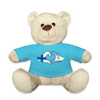 Finland Argentina Flag Hands Heart Shape Used - Teddy Bear - atoll blue - Front