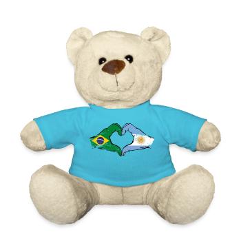 Brasilien Argentinien Flagge Hände Herzform used - Teddy - Atollblau - Vorne