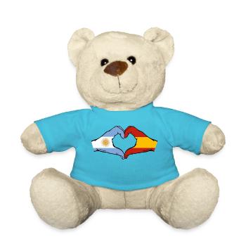 Argentine Espagne Drapeau Mains Coeur Forme - Nounours - bleu outremer - Devant