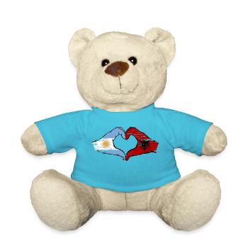 Argentina Albania flag hands heart shape used - Teddy Bear - atoll blue - Front