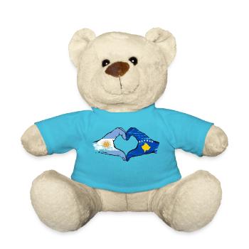 Argentina Kosovo flag hands heart shape used - Teddy Bear - atoll blue - Front