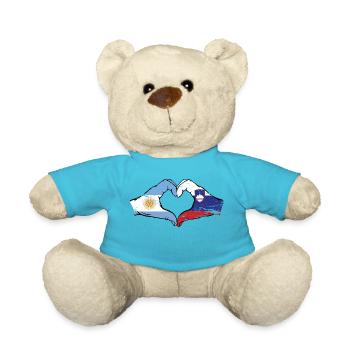 Argentina Slovenia flag hands heart shape used - Teddy Bear - atoll blue - Front