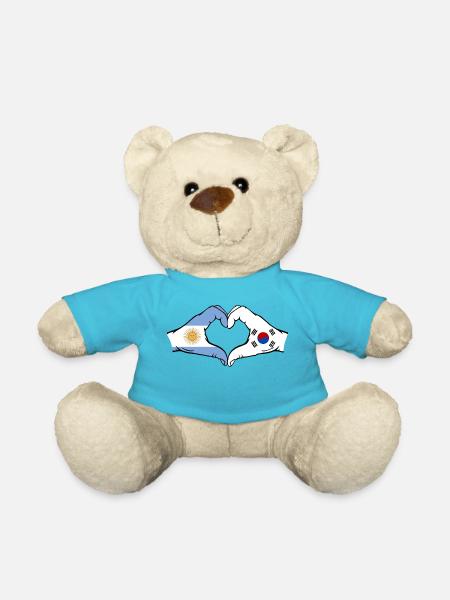 Argentine Corée du Sud Drapeau Mains Coeur Forme - Nounours - bleu outremer