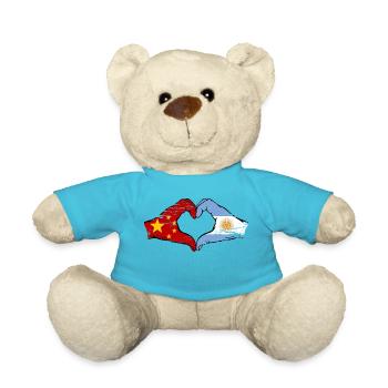 China Argentina Flag Hands Heart Shape Used - Teddy Bear - atoll blue - Front