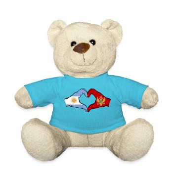 Argentinien Montenegro Flagge Hände Herzform - Teddy - Atollblau - Vorne
