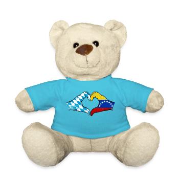 Bavaria Venezuela Flag Hands Heart Shape Used - Teddy Bear - atoll blue - Front