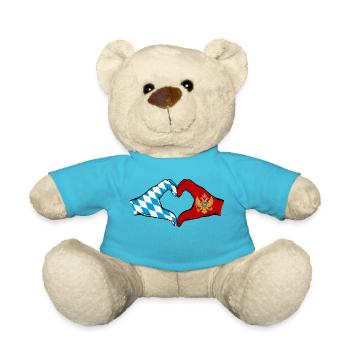 Bayern Montenegro Flagge Hände Herzform - Teddy - Atollblau - Vorne