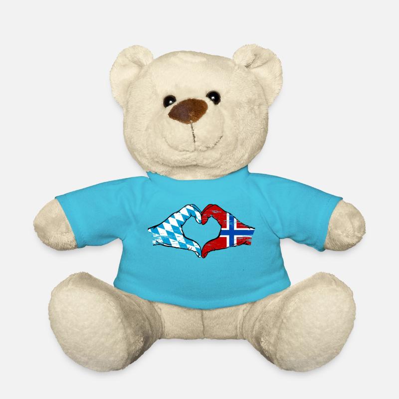 Bavière, Norvège, drapeau, aiguilles, forme de coeur utilisé - Nounours - bleu outremer