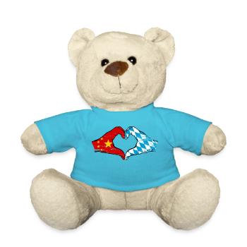 China Bavaria Flag Hands Heart Shape Used - Teddy Bear - atoll blue - Front