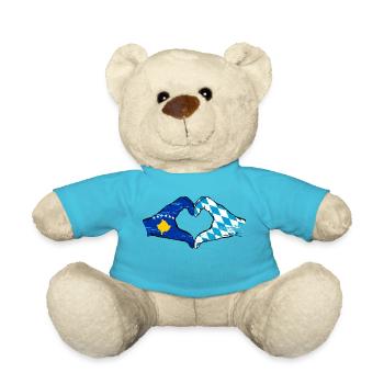 Kosovo Bavaria Flag Hands Heart Shape Used - Teddy Bear - atoll blue - Front