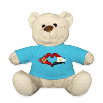 Montenegro Egypt Flag Hands Heart Shape Used - Teddy Bear - atoll blue - Front
