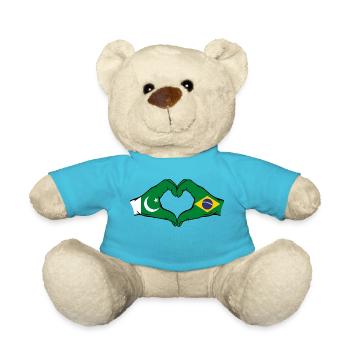 Pakistan Brésil Drapeau Mains Coeur Forme - Nounours - bleu outremer - Devant