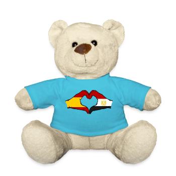 Spain Egypt Flag Hands Heart Shape - Teddy Bear - atoll blue - Front