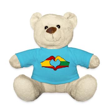 Espagne Lituanie Drapeau Mains Coeur Forme - Nounours - bleu outremer - Devant