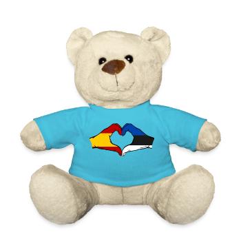 Spanien Estland Flagge Hände Herzform - Teddy - Atollblau - Vorne