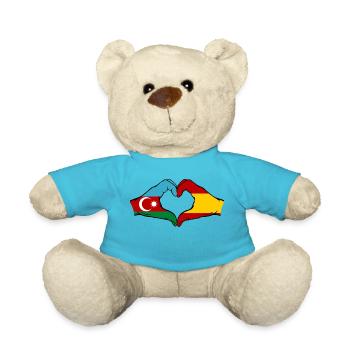 Azerbaïdjan Espagne Drapeau main coeur - Nounours - bleu outremer - Devant
