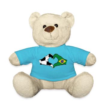 Brésil Football Drapeau Mains Coeur Forme - Nounours - bleu outremer - Devant
