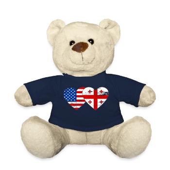 Drapeau de la Géorgie des États-Unis en forme de coeur utilisé - Nounours - bleu marine - Devant