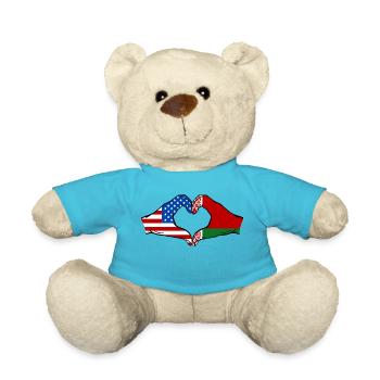 USA Belarus Flagge Haende Herzform - Teddy - Atollblau - Vorne