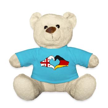 Georgien Deutschland Flagge Haende Herzform - Teddy - Atollblau - Vorne