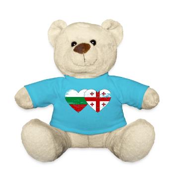 Bulgaria Georgia flag heart used - Teddy Bear - atoll blue - Front