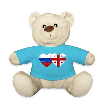 Russia Georgia Flag Heart Used - Teddy Bear - atoll blue - Front