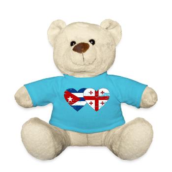 Cuba Georgia flag heart used - Teddy Bear - atoll blue - Front