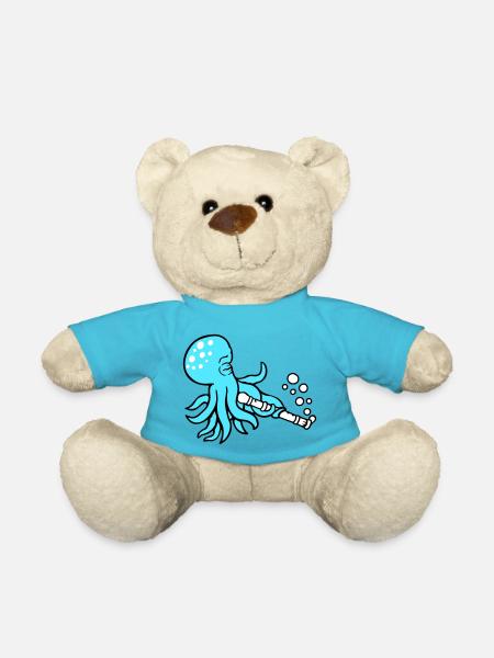 Octopus Flûte Musique Jouer Des Bulles Sous L’eau - Nounours - bleu outremer